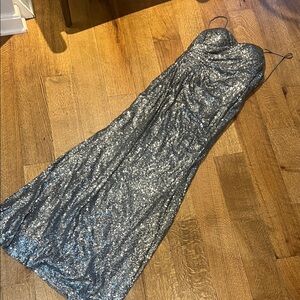 Strapless Silver Sequin Dress